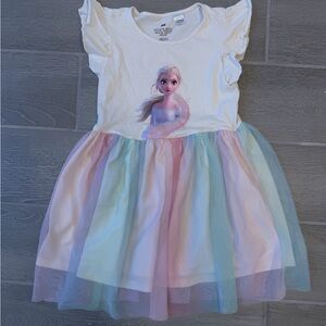 H&M Disney Frozen Elsa Graphic Print Colorful Tulle Skirt Dress Girls Size 5T/6
